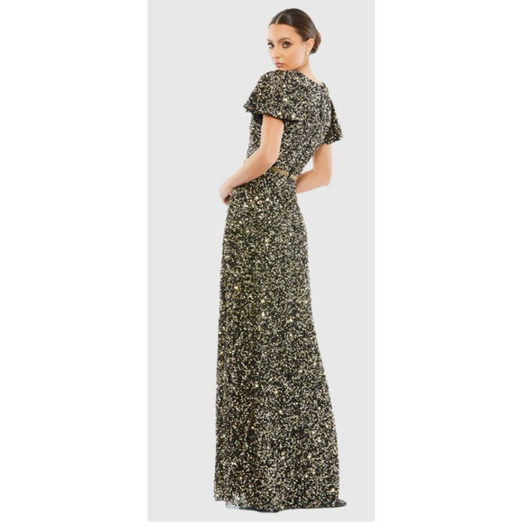 Women's Mac Duggal Dress Black Gold Size 6 - Picture 2 of 8